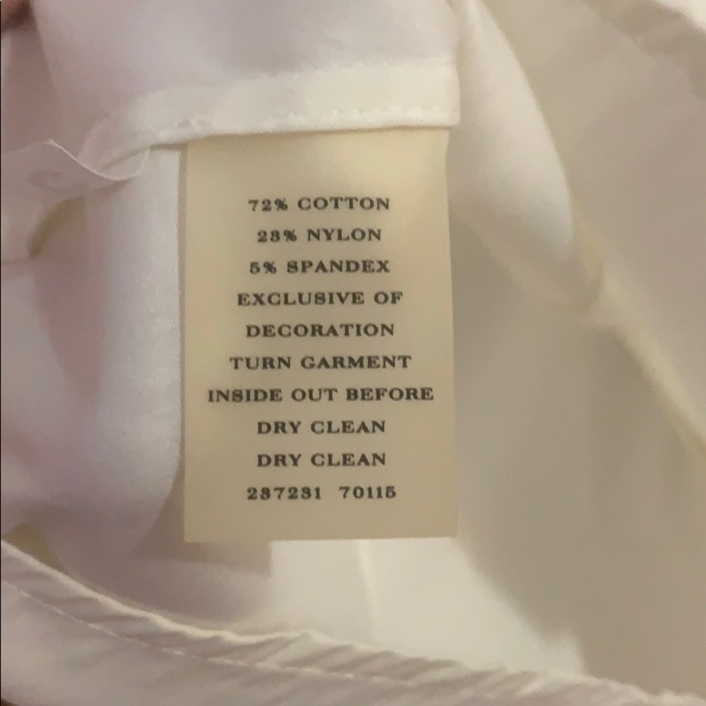 Ann Taylor Cream Ruffle Front Button-Down Shirt - Picture 7 of 7